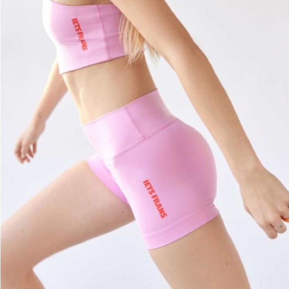 its frans... Hannah High-Waisted Bike Shorts in Pink